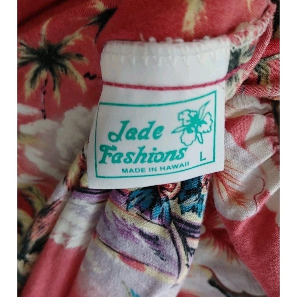 Rare Vtg Jade Fashion Authentic Hawaii Island Tropical Sunset Muumuu Resort Sz L - Picture 5 of 8